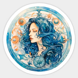 Watercolor woman, siren Sticker